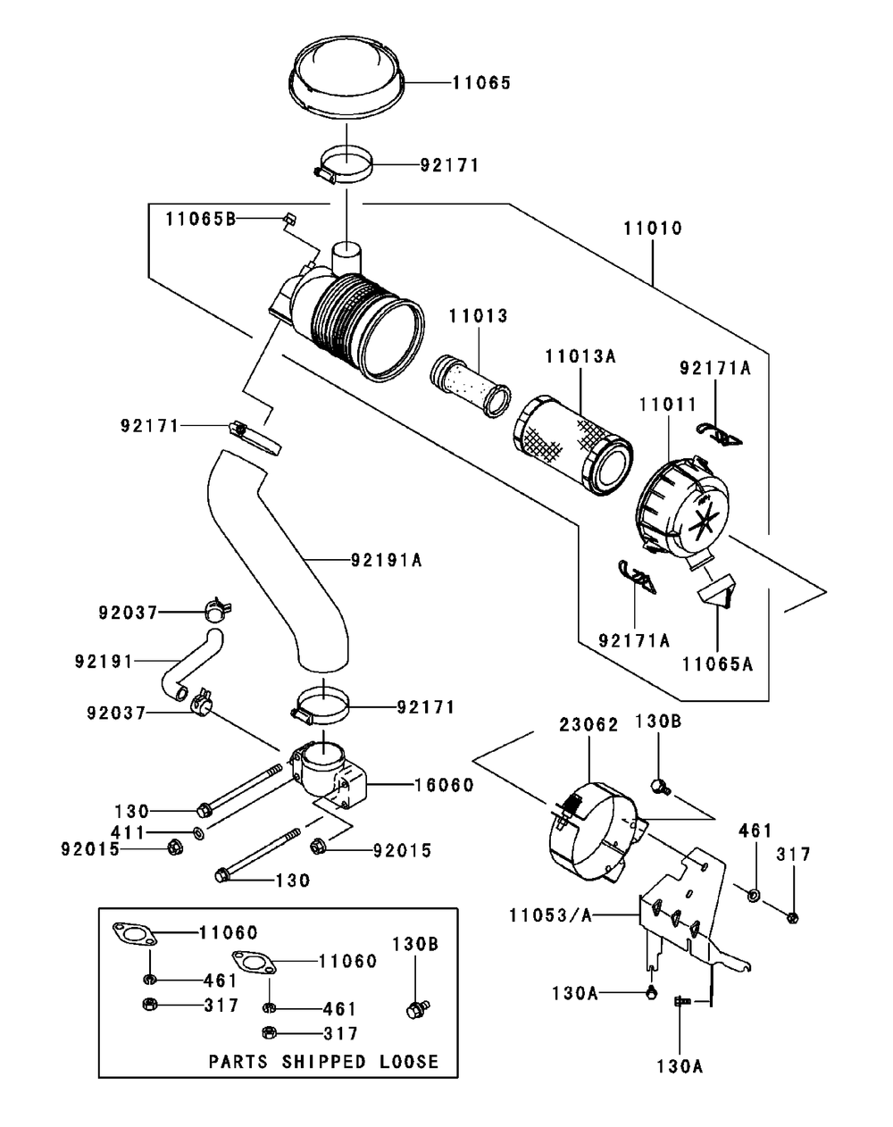Fh680v-As29 Air Filter And Muffler Diagram and Parts List for M54-KW (53BB5DBW150-23-HP)(2003 1/2) Cub Cadet Lawn Tractor